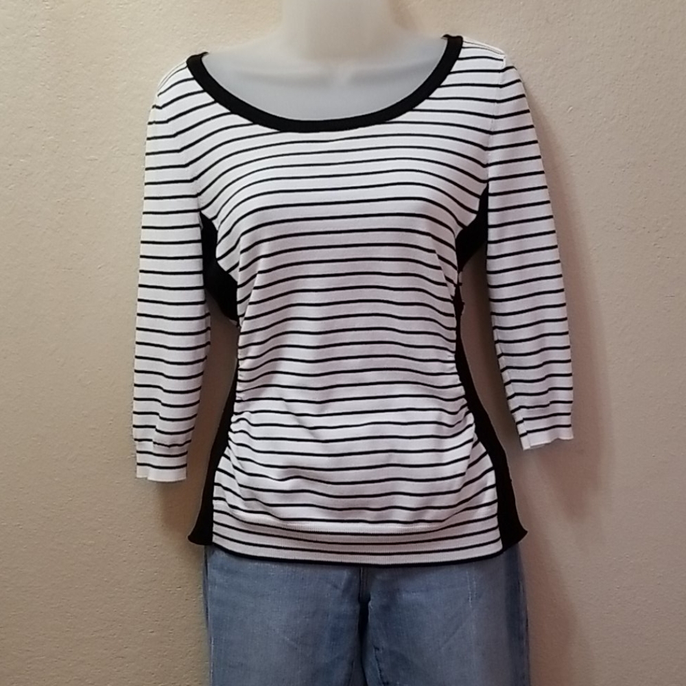 Maurices black and white striped top